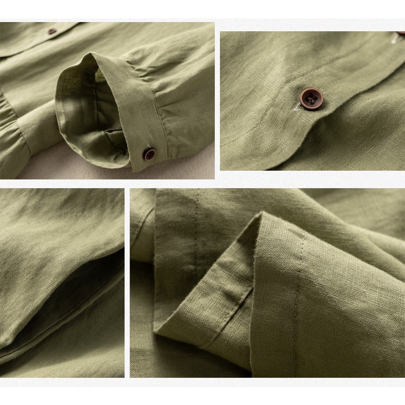 Đầm Nữ Form Suông Linen Cổ Sơ Mi Cúc Hoạ Tiết, Váy Sơ Mi Suông Chất Linen Midi Màu Vintage Da162