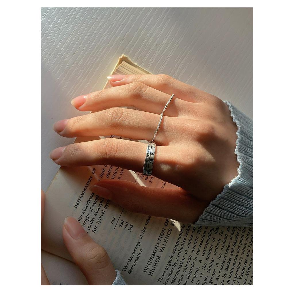 Nhẫn Dạng Mở Khắc Số La Mã Phong Cách Retro Thời Trang Cho Cặp Đôi