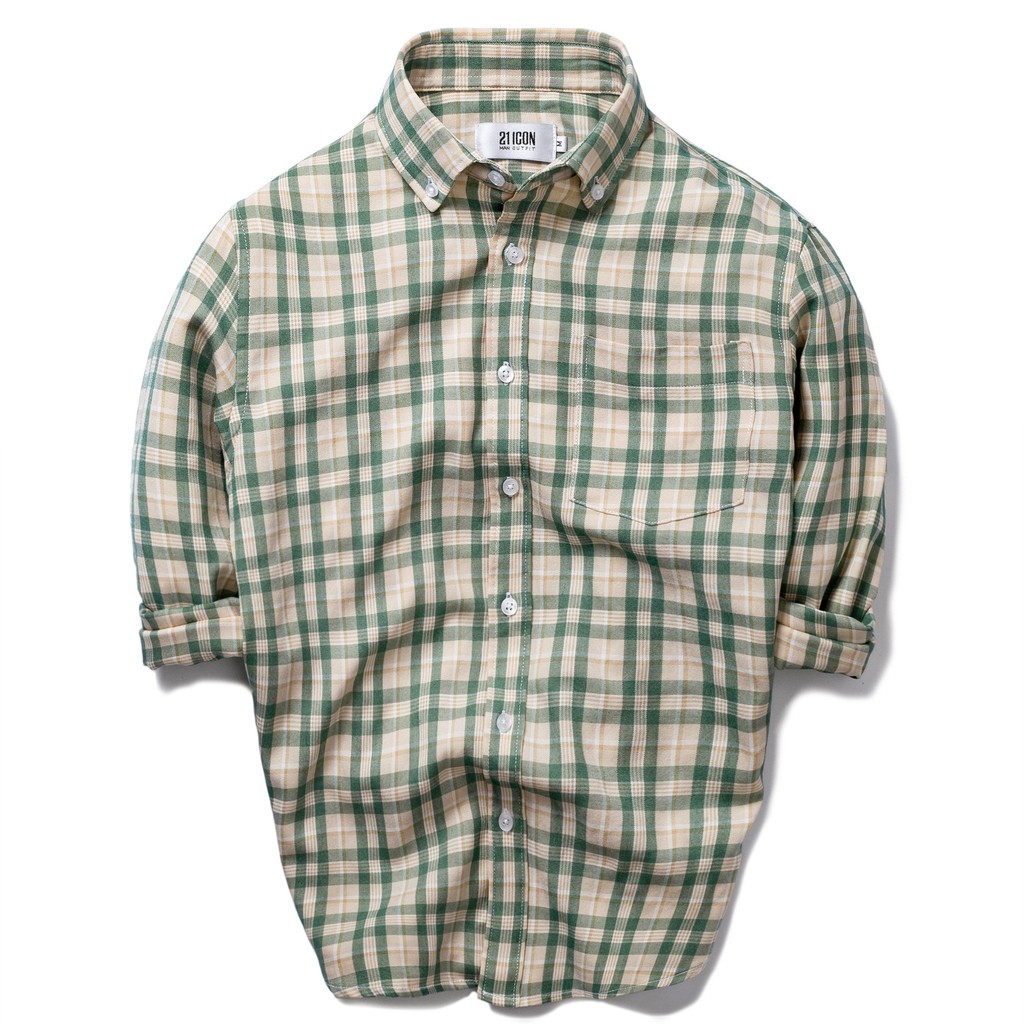 Áo sơ mi nam Double'D họa tiết kẻ caro vuông SPFGREEN