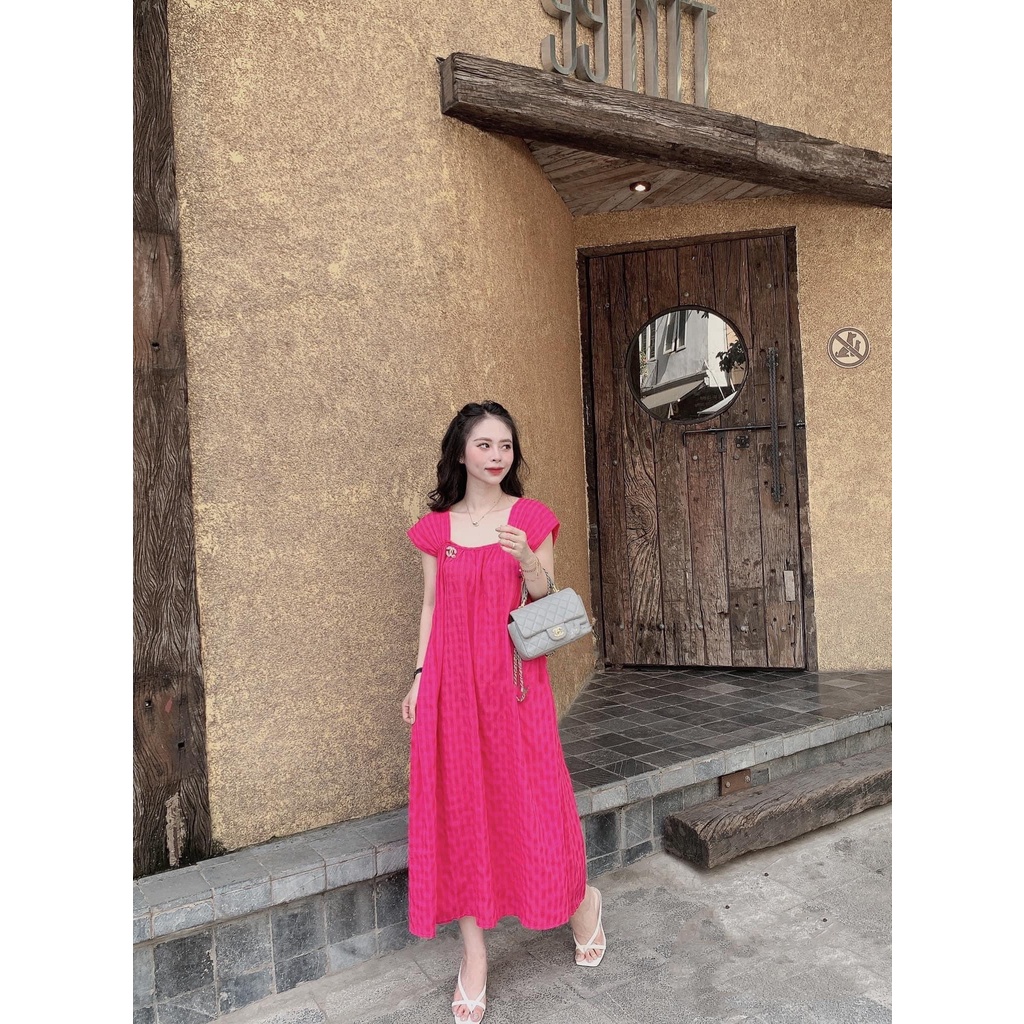 Váy suông nữ kẻ hai dây to 4 màu dáng suông rộng năng động thanh lichI Trần Hân Shop 3007311