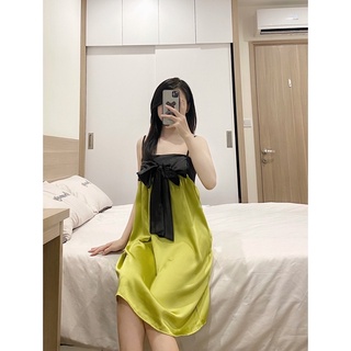 Váy lụa 2 dây ngực nơ