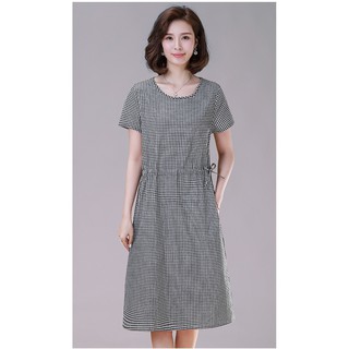 ĐẦM SUÔNG CARO THẮT EO - DS112
