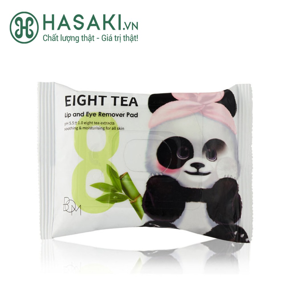 Khăn Ướt Tẩy Trang Mắt Môi B.O.M Chiết Xuất 8 Loại Trà Eight Tea Lips & Eyes Makeup Remover Pad 30 Miếng