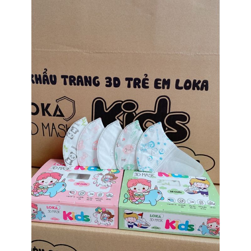 [TRÌNH LÀNG MẪU MỚI] COMBO 50 CHIẾC KHẨU TRANG CAO CẤP CHO BÉ YÊU TỪ 2 ĐẾN 10 TUỔI LOKA 3D MASK KID CÔNG NGHỆ NHẬT BẢN