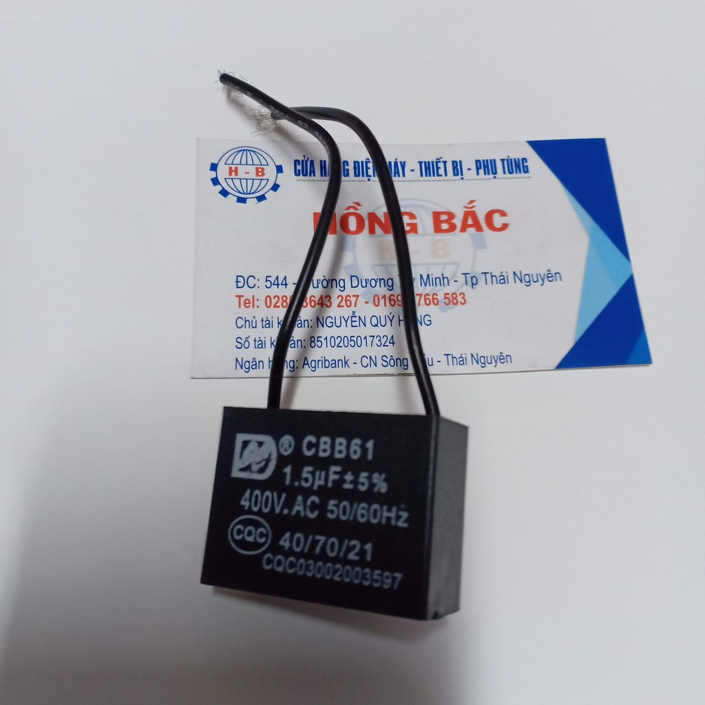 01 Tụ điện 1.5 MF vuông dùng cho quạt và thiết bị điện khác