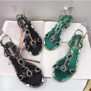 SALE lẻ size Sandal đá gót vuông hàng quảng châu Fullbox