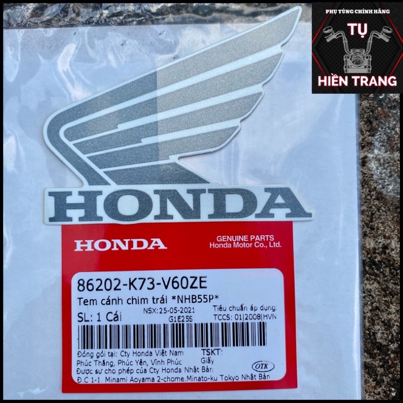 TEM CÁNH CHIM MÀU BẠC NỀN TRẮNG ZIN FUTURE 2020 MÀU TRẮNG CHÍNH HÃNG HONDA