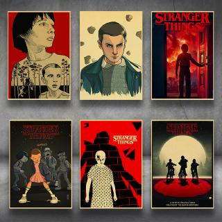 Set 2 Tấm Áp Phích Dán Tường Trang Trí Nội Thất In Chữ Stranger Things Phong Cách Retro