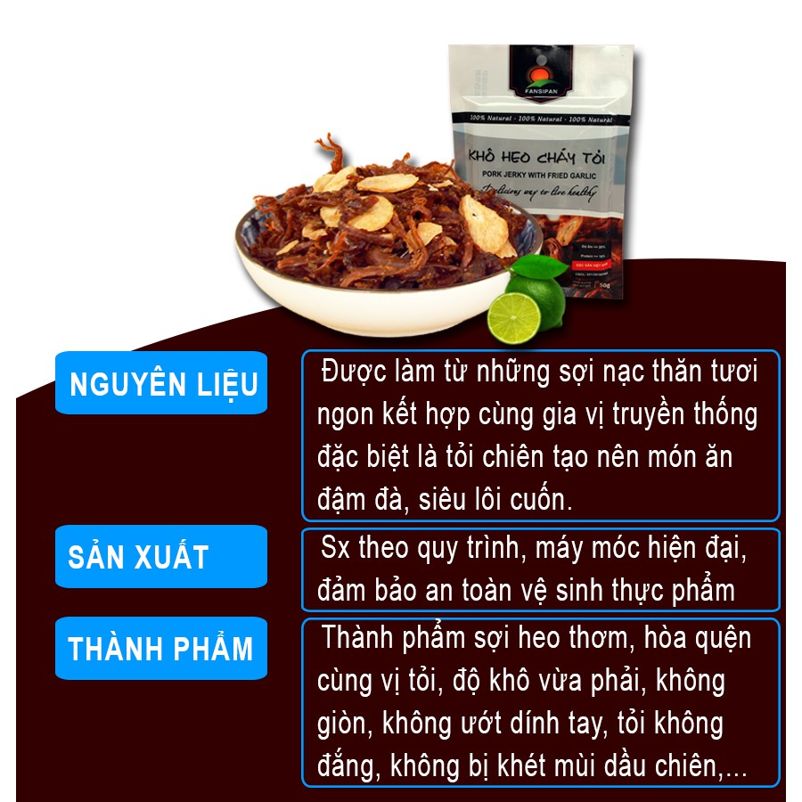 Khô heo cháy tỏi Fansipan 50g, khô heo cháy tỏi cao cấp thơm ngon đảm bảo An toàn Vệ sinh, Torao foods - ăn vặt ngon | BigBuy360 - bigbuy360.vn