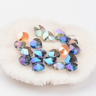 Charm trái tim hạt thủy tinh màu trong siêu đẹp T5/ Nguyên liệu làm vòng tay