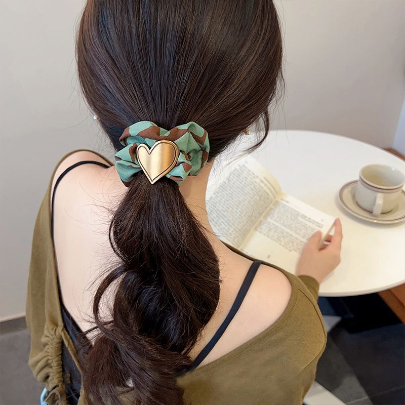 [Magpie] Dây Buộc Tóc Cỡ Lớn In Họa Tiết Trái Tim Kim Loại Không Đau Thời Trang Nhật Hàn Cho Nữ