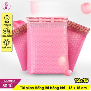[HCM] 13x15cm - 50 Túi nilon Hồng Túi gói hàng chống sốc lót bóng khí niêm phong