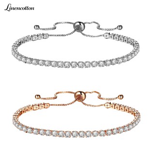 Luxury Cubic Zircon Single Row Pull Slider Bracelet Adjustable Bangle