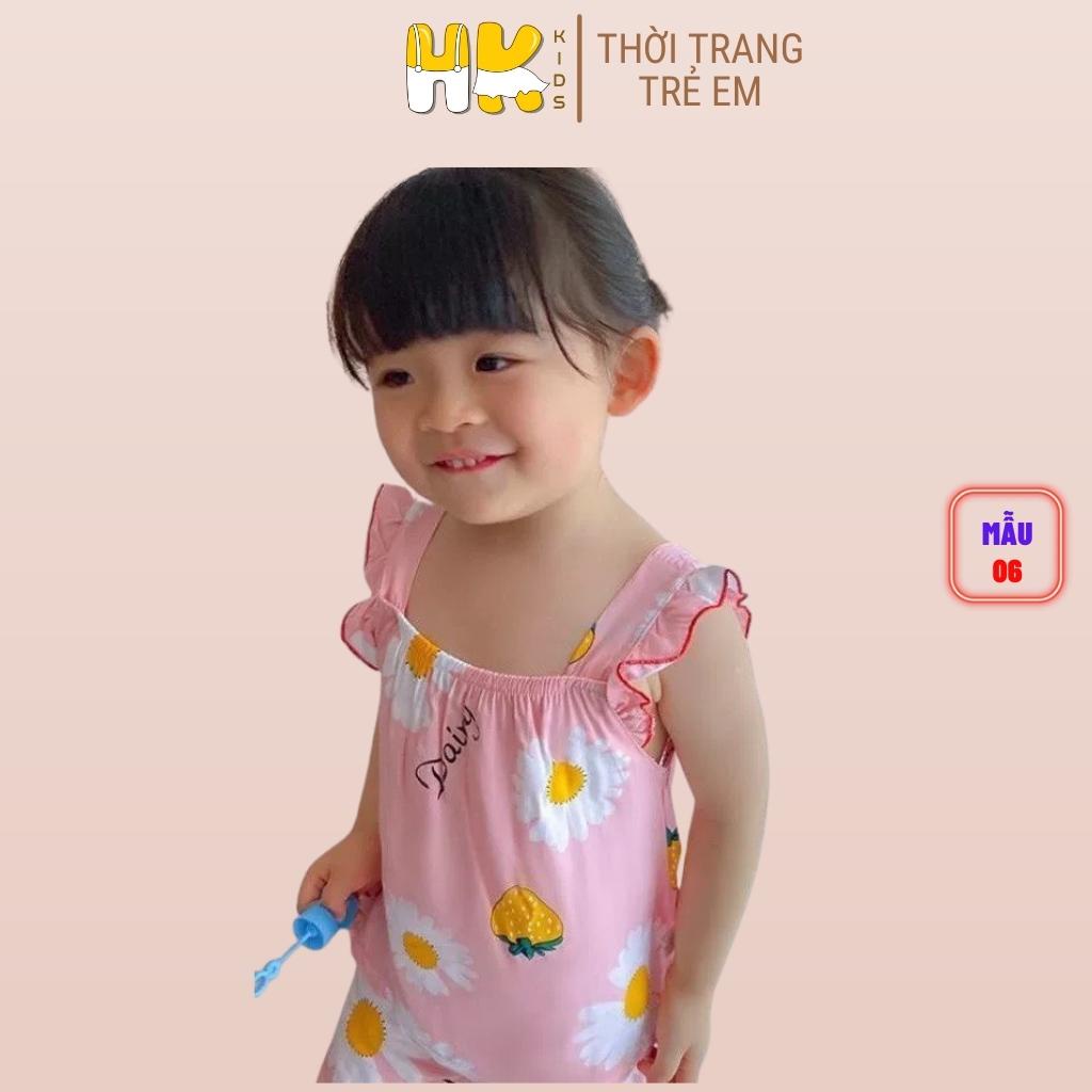 Bộ lanh 2 dây bé gái HK KIDS chất lanh cao cấp thoáng mát cho các bé diện hè (size từ 1-6 tuổi)