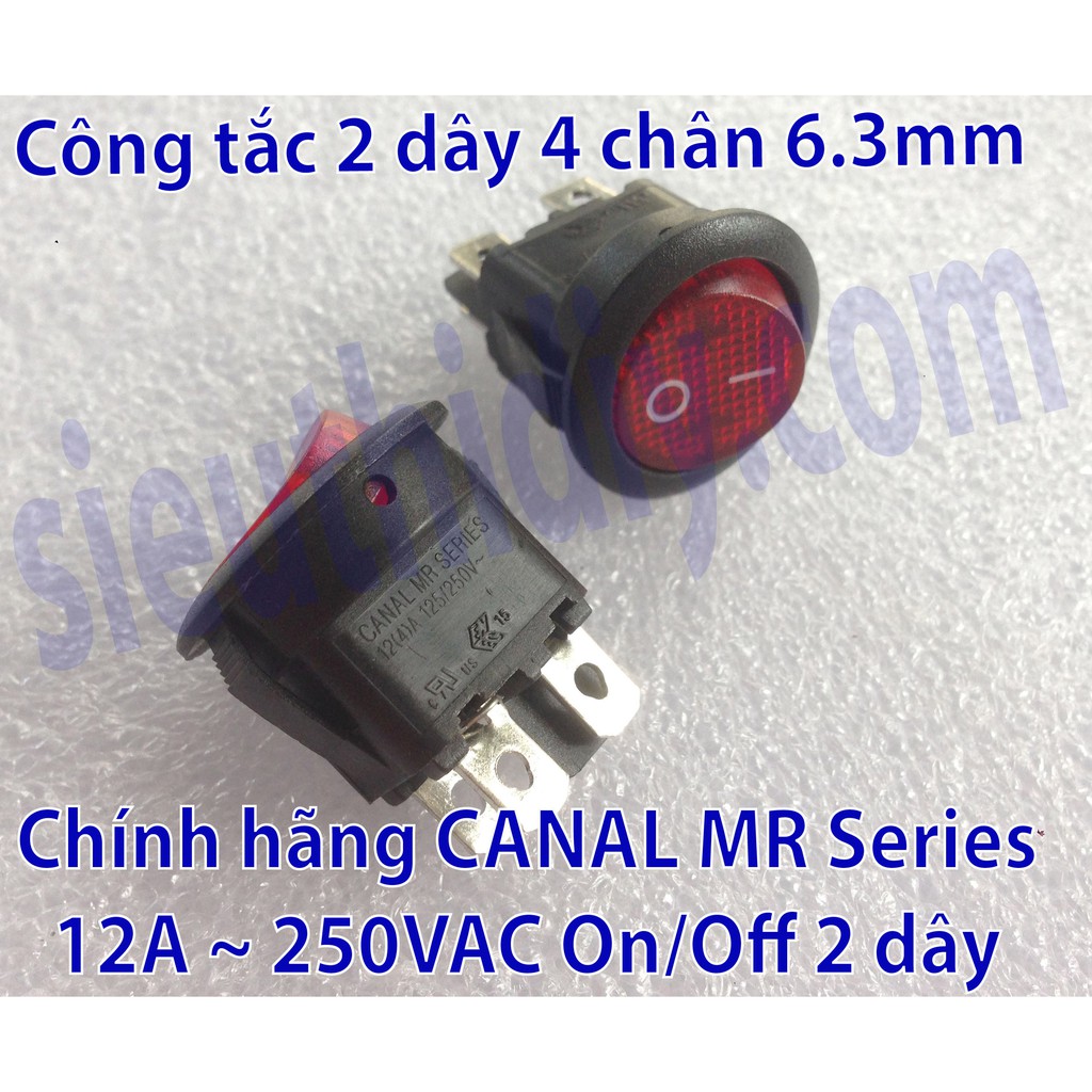 Công tắc đóng cắt 2 dây 4 chân 4.8mm hãng CANAL Đài Loan 12A 250V