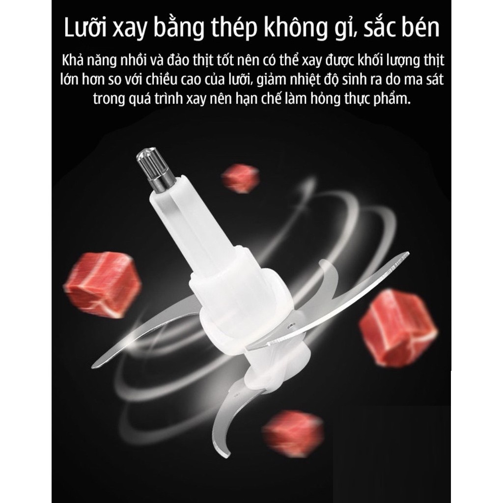 Máy Xay Thịt Đa Năng Chất Liệu Inox Công Suất Mạnh 4 Lưỡi Dao Kép Chính Hãng Cao Cấp
