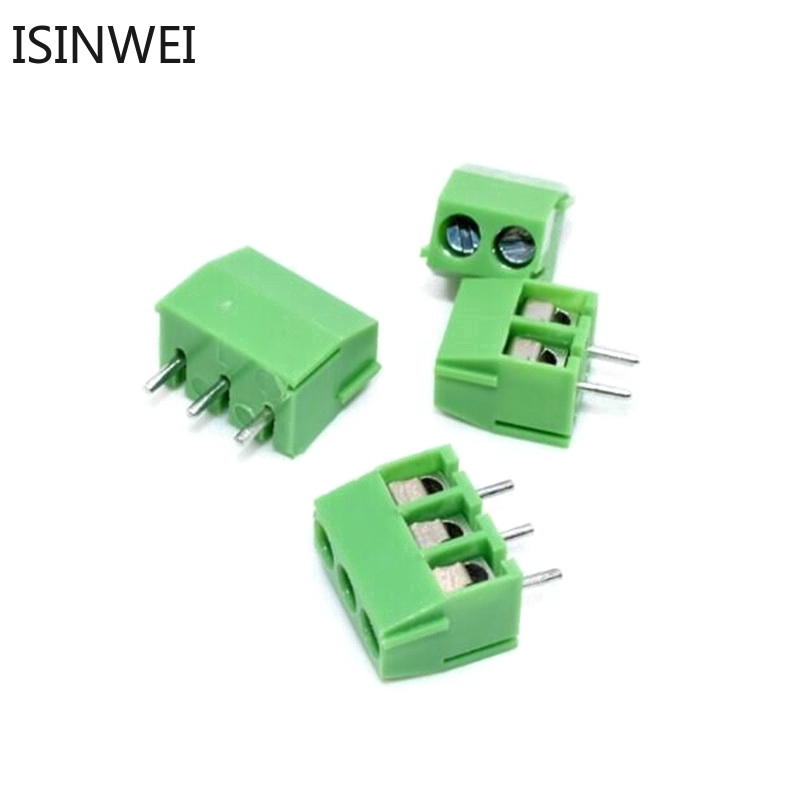 Set 10 đầu nối dây điện KF350 3.5mm 2P ​​3P PCB màu xanh lá cây