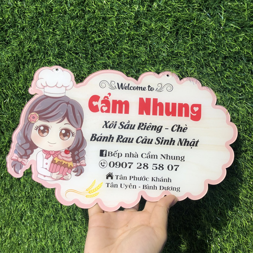 Bảng hiệu mica thiết kế - Ghép hình cô bé làm bánh dễ thương - Công cụ chụp hình sản phẩm