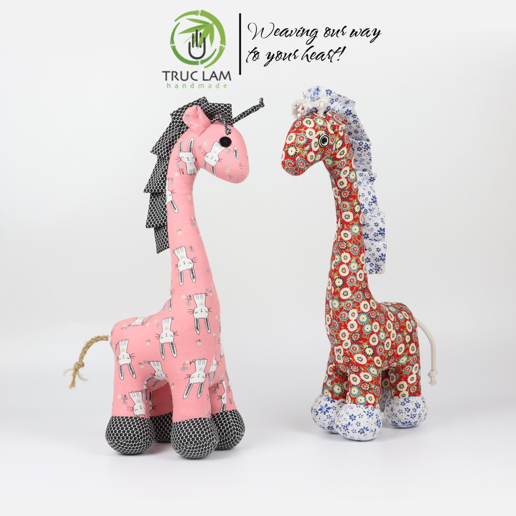 Đồ Chơi Cho Bé Thú Nhồi Bông Hình Con Hươu Cao Cổ Vải Hoa Bông Gòn Cao Cấp - Trúc Lâm Handmade