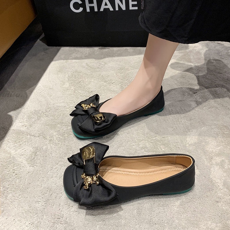 Giày Búp Bê Đế Mềm Đính Nơ Thời Trang Mùa Hè Cho Nữ