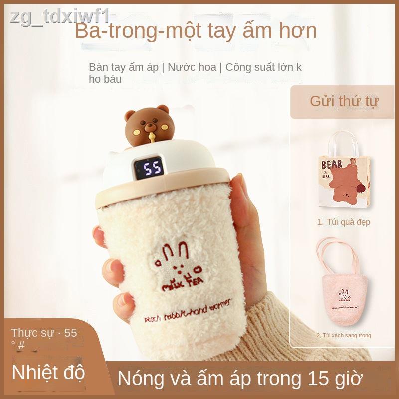 ✵☾♀Trà sữa dễ thương bàn tay ấm hơn ngân hàng điện hai trong một tự sưởi món quà cho bé mùa đông hiện vật di đ