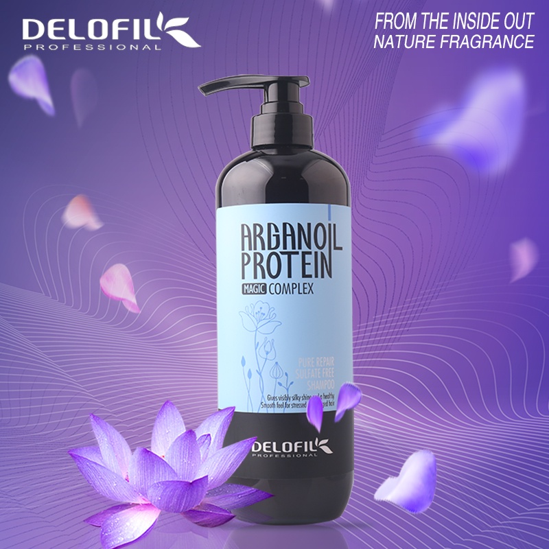 Bộ dầu gội, xả Delofil Arganoil Protein dưỡng ẩm và phục hồi làm cho mái tóc mềm mượt và chắc khỏe (Dung Tích 800ml)