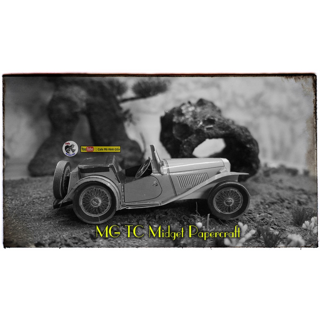 Mô hình giấy xe hơi cổ điển MG TC Midget Papercraft