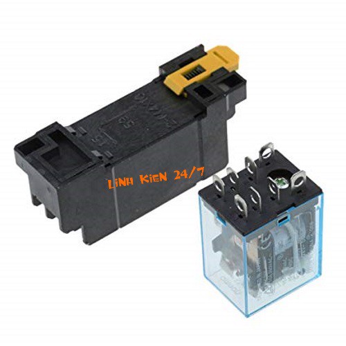 Relay Trung Gian LY2N-J Relay 12V, 24V, 220V 10A 8 Chân Kèm Chân Đế Vặn Ốc