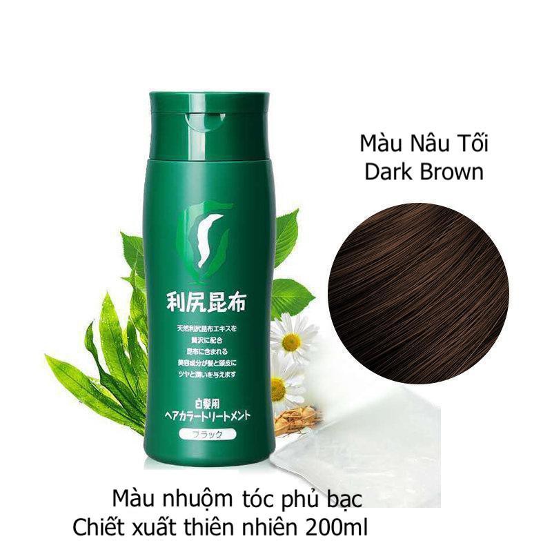 Màu nhuộm tóc phủ bạc chiết xuất từ thiên nhiên màu Nâu Tối Cao Cấp Nhật Bản RISHIRI Hair Coloring Dark Brown 200g