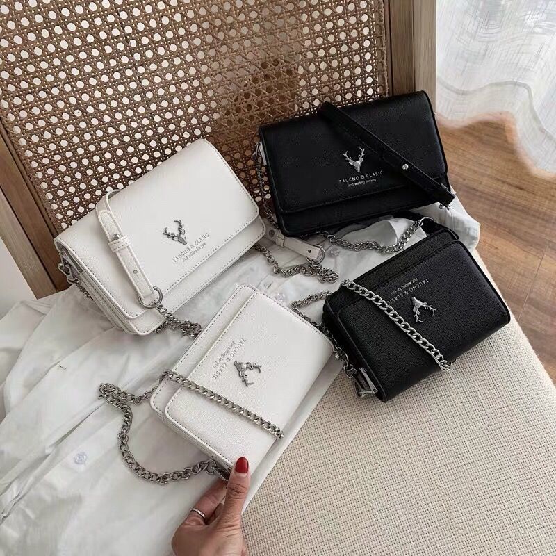 Túi Xách Phối Dây Xích Thời Trang 2020 Dành Cho Nữ Sinh