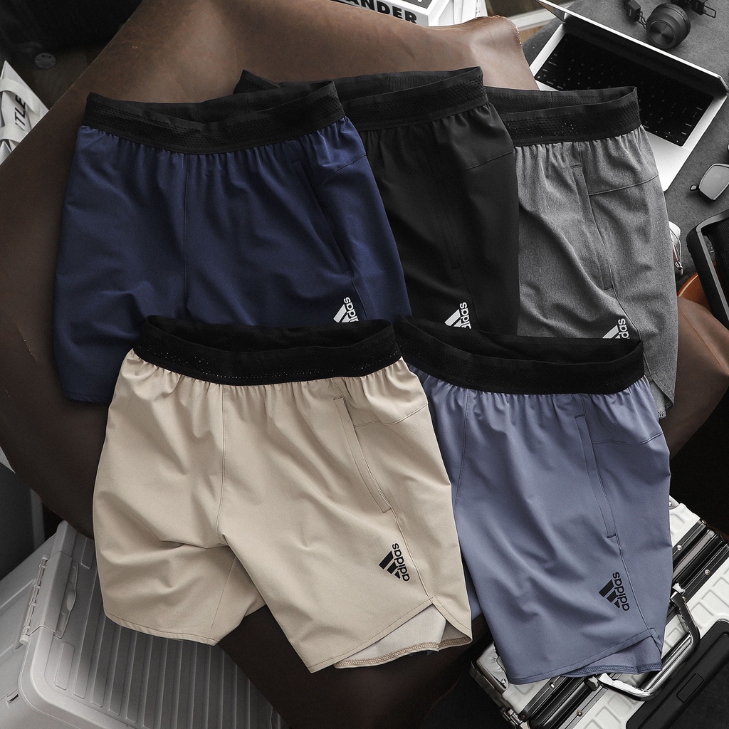 Quần Short Chạy Bộ, Quần Gym Nam chất vải xi mè siêu nhẹ, đàn hồi, thoải mái vận động 9719