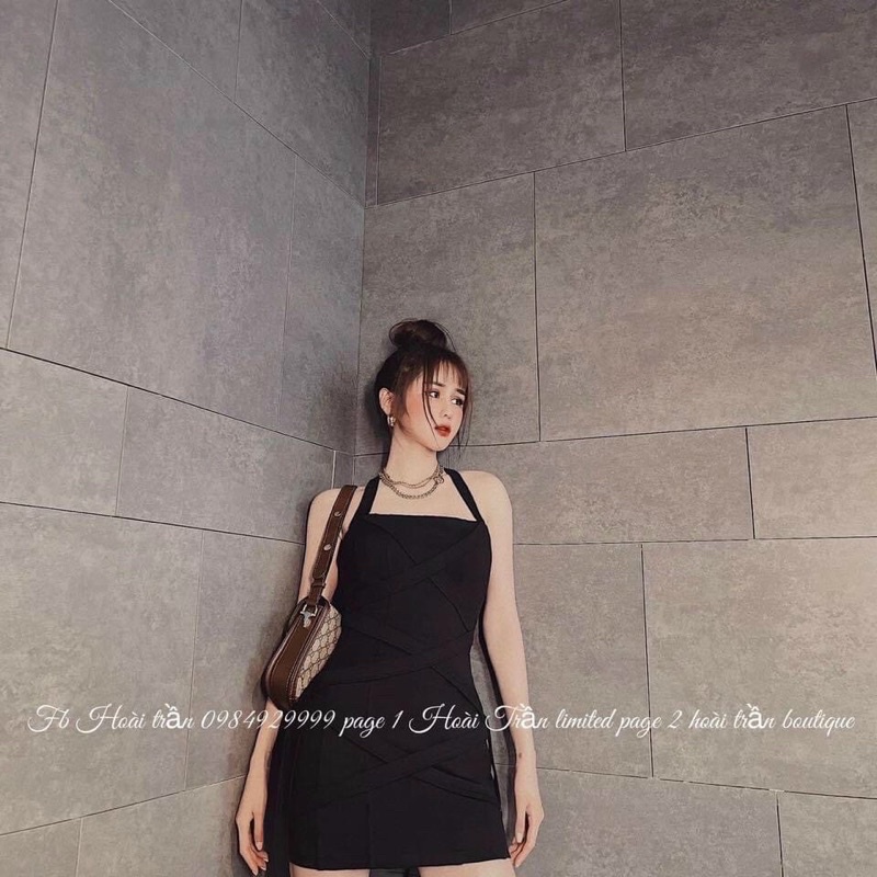 Đầm body dự tiệc hai dây, váy dự tiệc hai màu