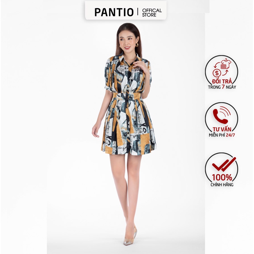 Đầm công sở hoạ tiết bo eo FDC52996 - PANTIO