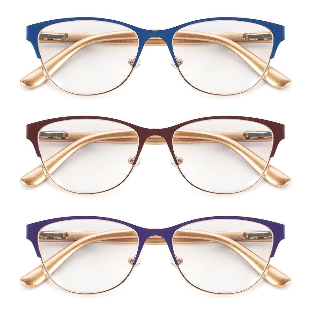 Kính Đọc Sách Nửa Gọng Bằng Kim Loại Chống Mệt Mỏi Phong Cách Cổ Điển