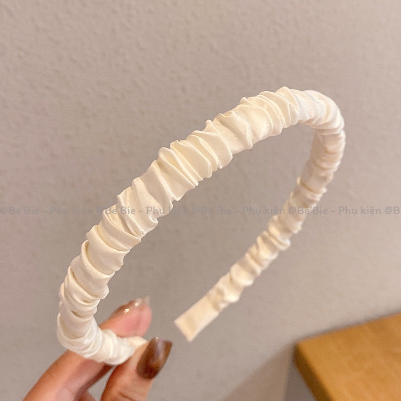 Cài tóc lụa satin nhún màu pastel gọng bé BeBie - BP346