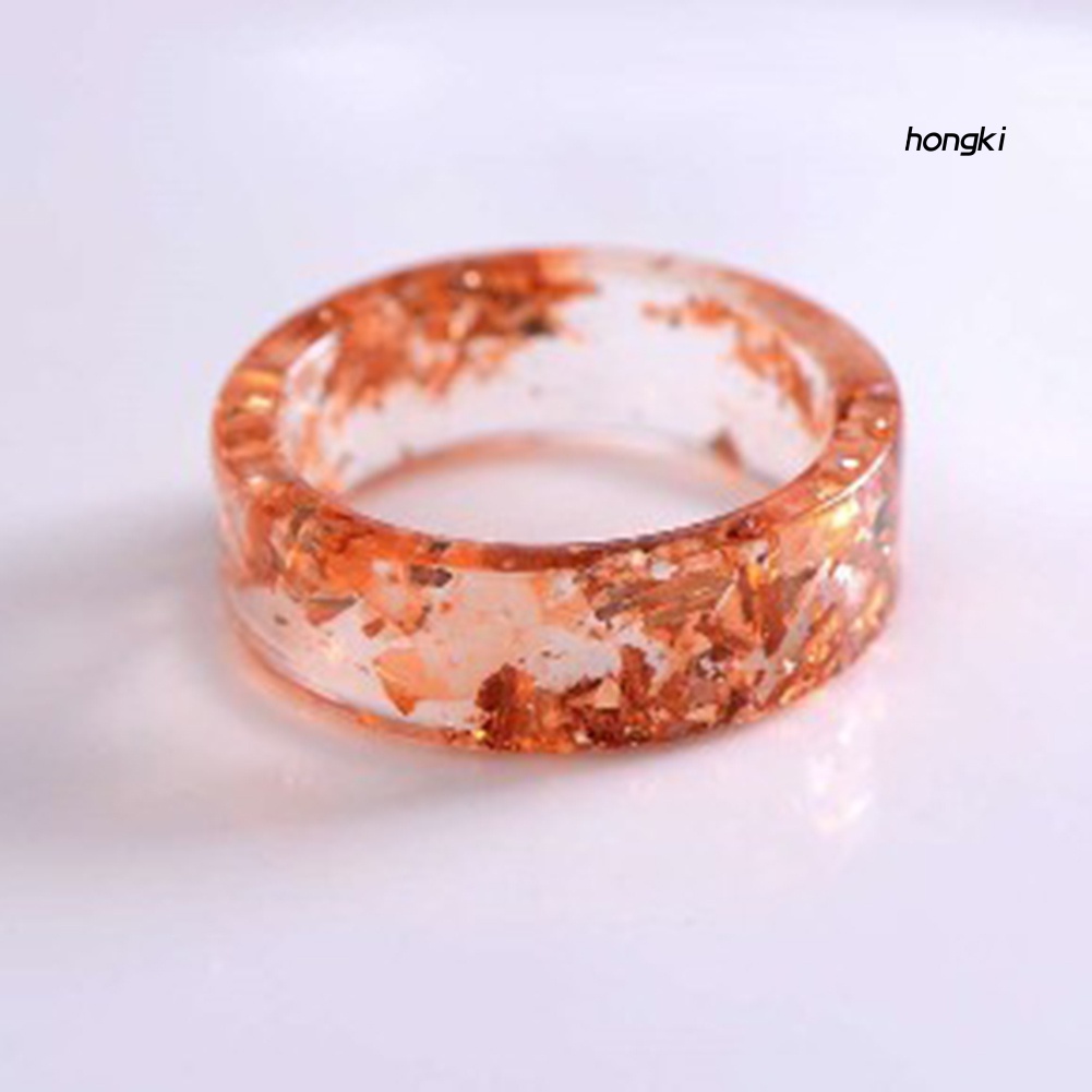 Nhẫn Nhựa Resin Trong Suốt Phối Hoa Khô Phong Cách Vintage Cho Nữ
