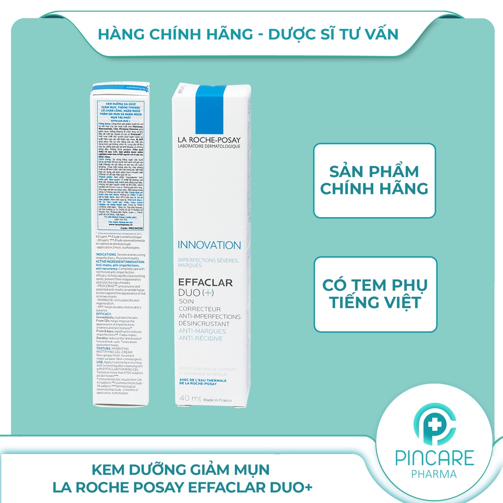 Kem dưỡng giảm mụn La Roche Posay Effaclar Duo+ 40ml - Hàng chính hãng - Nhà thuốc PinCare