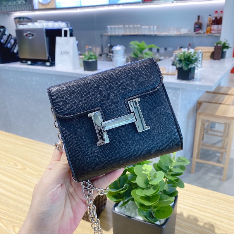 Túi Chữ H Mini Dây Xích Trắng