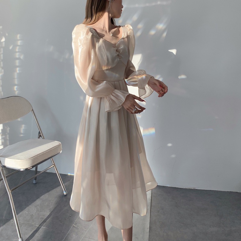 Đầm váy Nữ Dự Tiệc  Dài Tay Xòe Siêu Tôn Dáng,Váy Thiết Kế Tay Sang Chảnh Cho Mùa Thu Đông 2021 Yohamy_officialstore