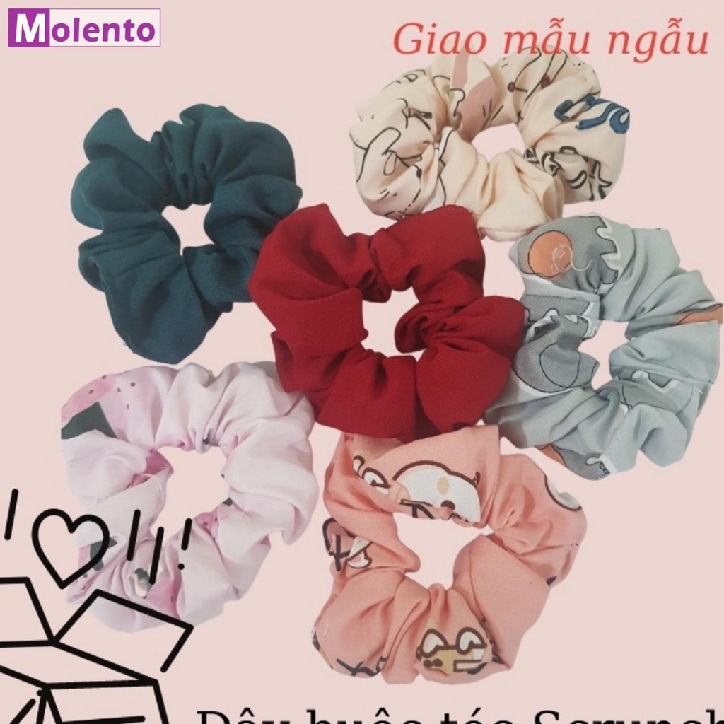 Buộc Tóc Scrunchies Nhiều Màu Mẫu Dễ Dương, Co Giãn Tốt Giao Mẫu Ngẫu Nhiên - M86