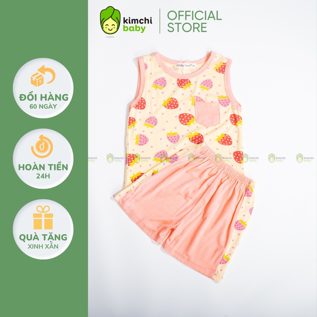 Đồ Bộ Bé Gái, Bé Trai MinkyMom Vải Thun Lạnh Hoạ Tiết Gà Con Cổ Viền, Bộ Ba Lỗ Cho Bé Mặc Hè MKM3LO2209