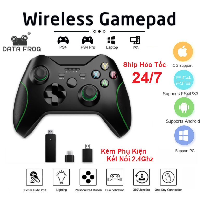 Tay Cầm Chơi Game Không Dây Cho Máy Xbox One - Pc - Laptop - Android - IOS - Kết Nối Đa Nền Tảng - Dual Rung - Đủ PK