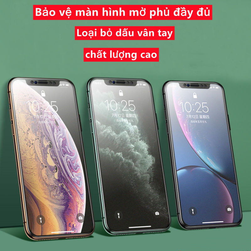 9H Matte (phủ đầy đủ)iPhone 12 12 PRO MAX / 12MINI / 11 Pro Max XS Max XR 7P / 8P / 7/8/6 6SP  Bảo vệ màn hình chống vân tay