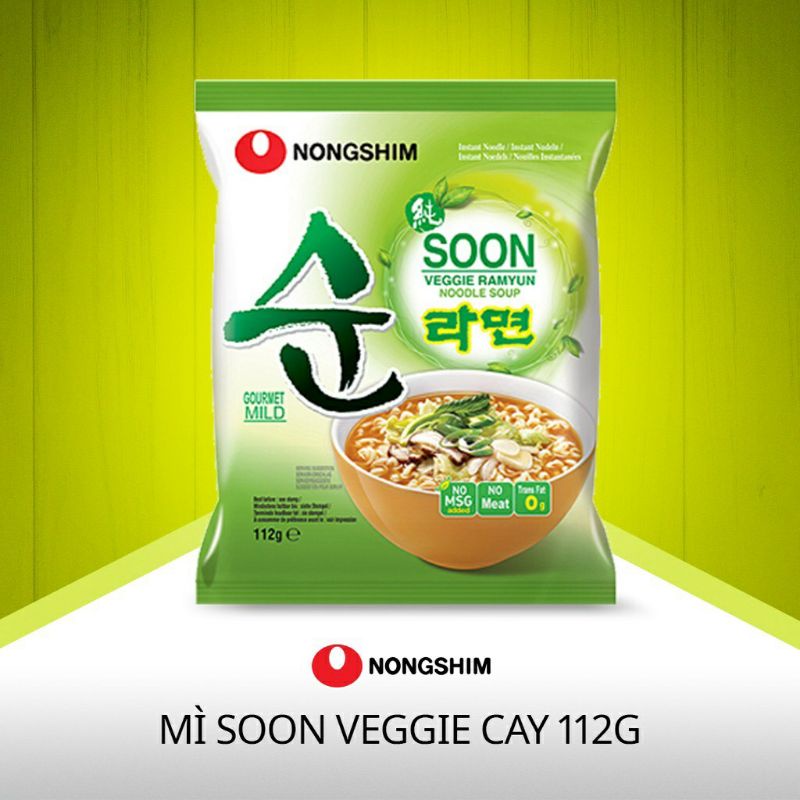 Mì chay Soon Veggie Ramyun Hàn Quốc Nongshim gói 112gr