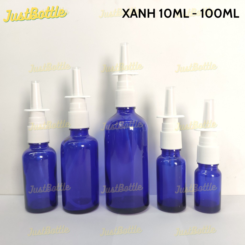 CHAI THỦY TINH XỊT MŨI PHUN SƯƠNG/ LỌ CHIẾT MỸ PHẨM RỮA MŨI TRONG NÂU XANH LÁ 5ML 10ML 15ML 20ML 30ML 50ML 100ML