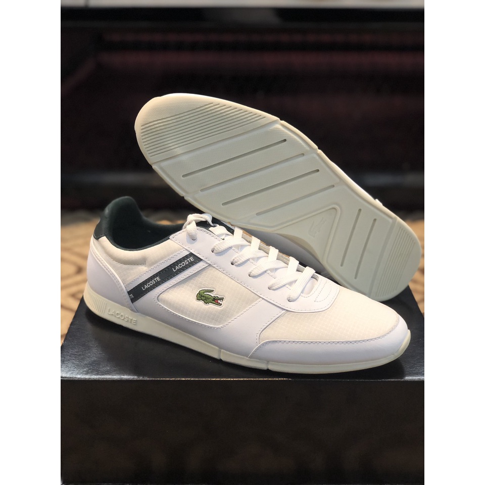 Giày sneakers trắng Lacoste nam chính hãng, giày da thật nam cá sấu màu trắng - Size 41, 43