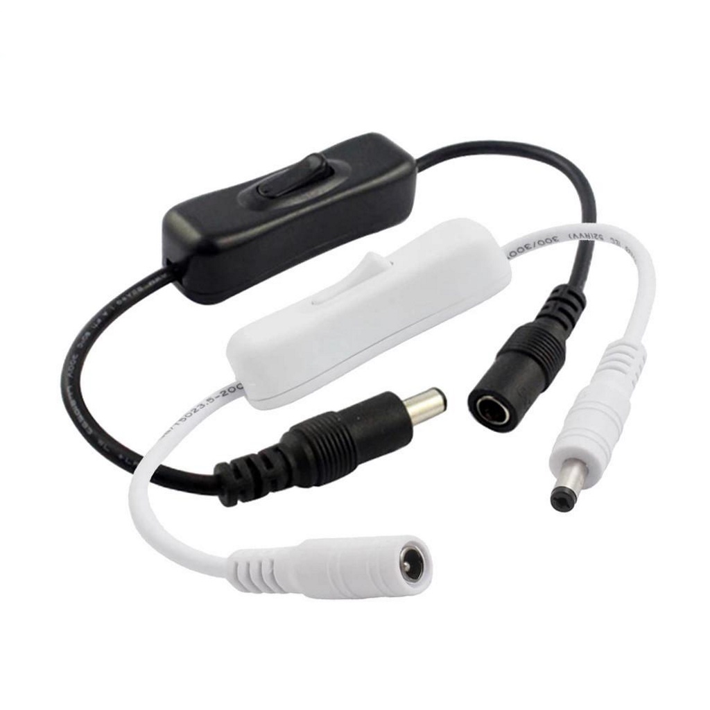 Dây Nối Nguồn DC Có Công Tắc, Dây Nguồn DC Đực Cái 5.5x2.1mm Dây To