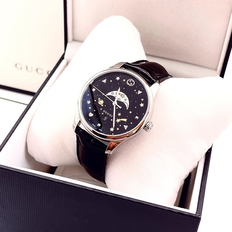 Đồng hồ nữ Gu.cci G-Time.less Black Moon.phase - đẹp như cả bầu trời sao lấp lánh .  .