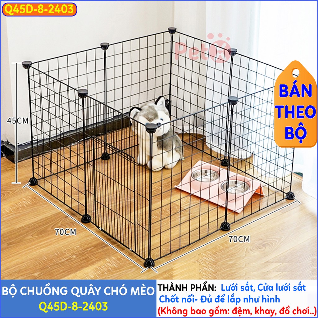 Quây chuồng chó mèo lắp ghép nuôi thú cưng sơn tĩnh điện giá rẻ bộ 8 tấm