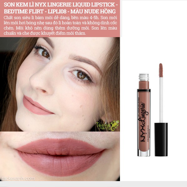 Son kem lì NYX chính hãng Lingerie Liquid Matte Lipstick #08 Bedtime Flirt